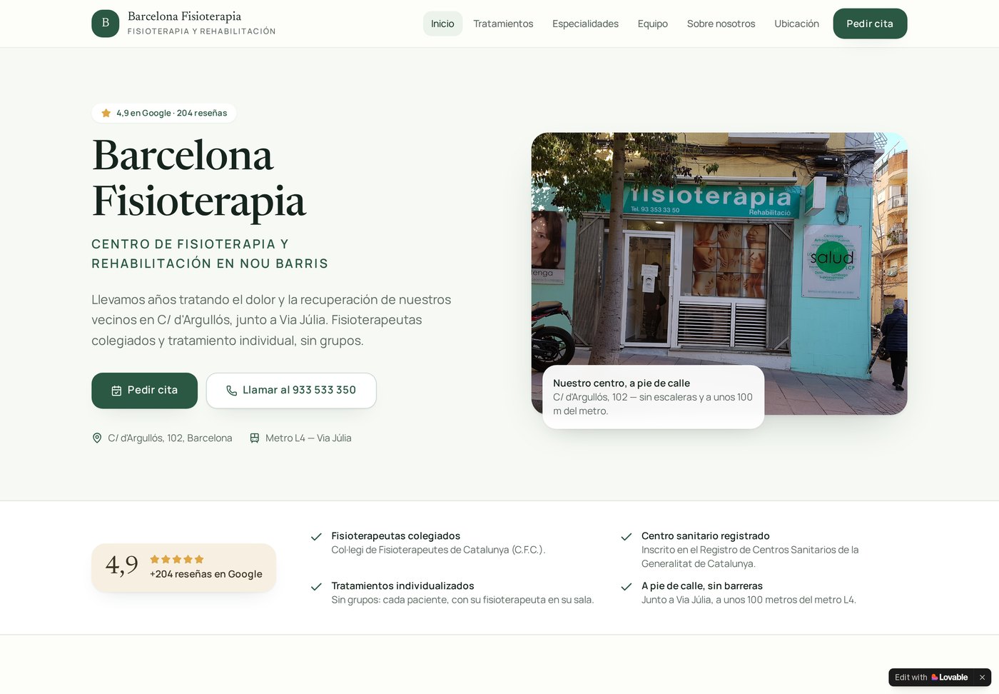 Preview de la web de Barcelona Fisioterapia